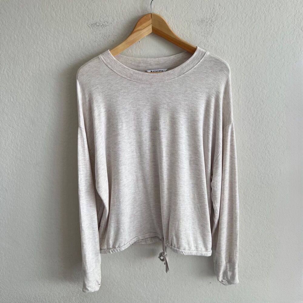 Athleta Lightweight Scoop Neck Long-Sleeve Sweater in Light Beige